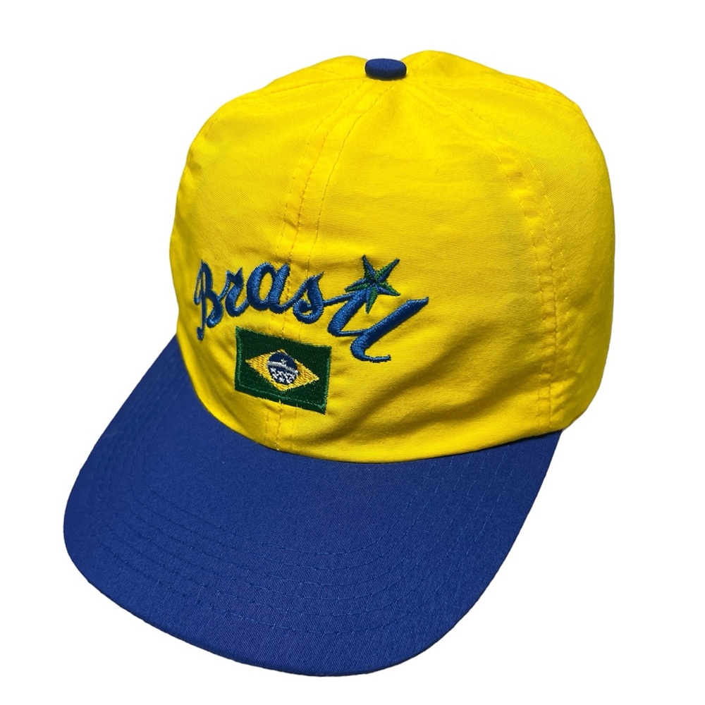 Vintage Brazil Hat Yellow Soccer Football Cap Brasil World Cup two tone hat